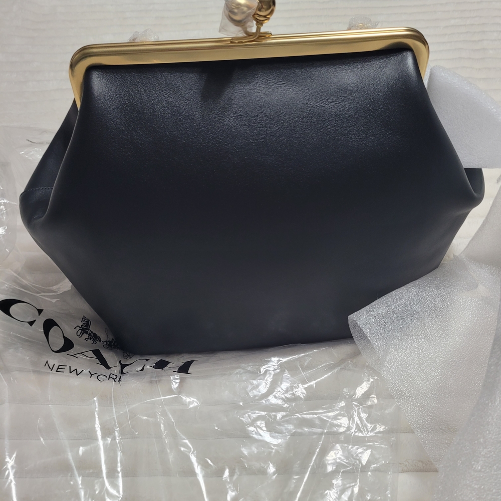Coach Black Large Kiss Lock Bag NEW